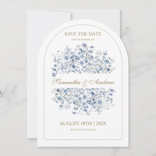 Dusty Blue Wildblume Save the Date Vorlage (Vorderseite)