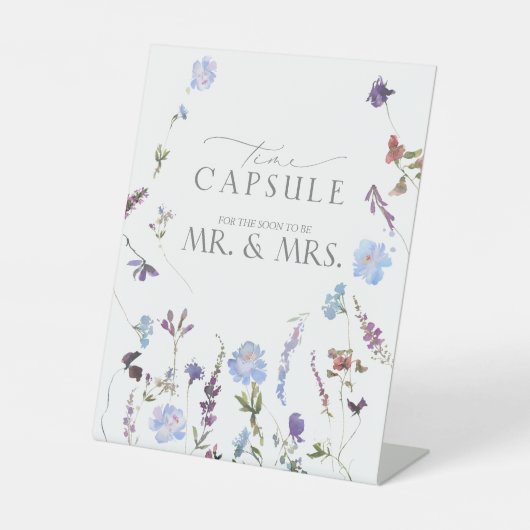 Dusty Blue Wildblume Time Kapsel Pedestzeichen Sockelschild (Vorderseite)