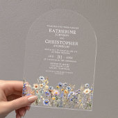 Dusty Blue Wildblume Watercolor Arch Wedding Acryleinladungen
