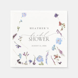 Dusty Blue Wildblume Watercolor Brautparty Serviette