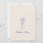 Dusty Blue Wildblume Wedding Einladung (Rückseite)