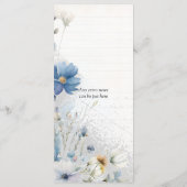 Dusty Blue Wildblume Wedding Menu Menükarte (Rückseite)