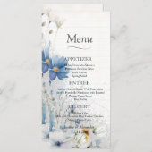Dusty Blue Wildblume Wedding Menu Menükarte (Vorne/Hinten)