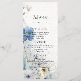 Dusty Blue Wildblume Wedding Menu Menükarte