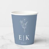 Dusty Blue Wildblume Wedding Pappbecher (Vorderseite)