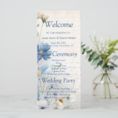 Dusty Blue Wildblume Wedding Program (Stehend Vorderseite)