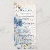 Dusty Blue Wildblume Wedding Program (Vorne/Hinten)