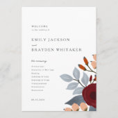 Dusty Blue Wildblume Wedding Program Programm (Vorderseite)