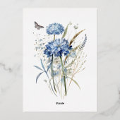 Dusty Blue Wildblume Wedding Rose Gold Folieneinladung (Rückseite)