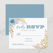 Dusty Blue Wildblume Wedding RSVP (Vorne/Hinten)
