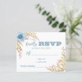 Dusty Blue Wildblume Wedding RSVP (Stehend Vorderseite)