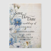 Dusty Blue Wildblume Wedding Save the Date Pergament Einladungen (Vorderseite)