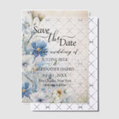 Dusty Blue Wildblume Wedding Save the Date Pergament Einladungen (Versetzt (Einladung))