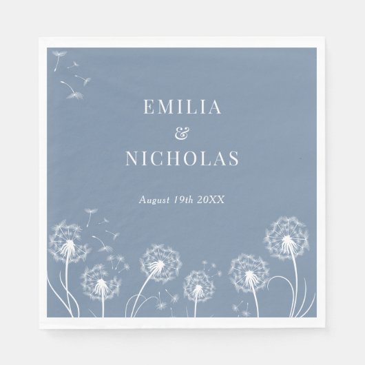 Dusty Blue Wildblume Wedding Serviette (Vorderseite)