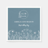 Dusty Blue Wildblume Wedding Serviette (Vorderseite)