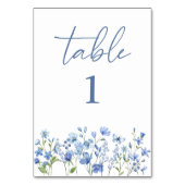 Dusty Blue Wildblume Wedding Tischnummer (Rückseite)