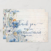 Dusty Blue Wildblume Wedding Vielen Dank Dankeskarte (Vorne/Hinten)