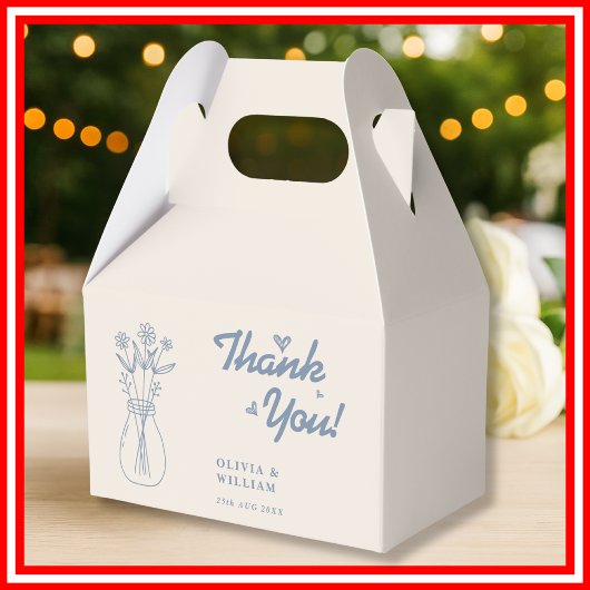 Dusty Blue Wildblume Wedding Vielen Dank Geschenkschachtel