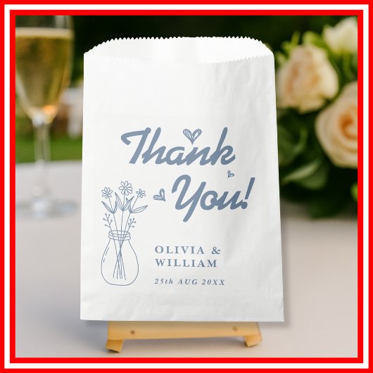 Dusty Blue Wildblume Wedding Vielen Dank Geschenktütchen