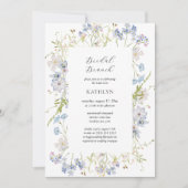 Dusty Blue Wildblume Whimsical Bridal Brunch Einladung (Vorderseite)
