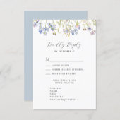 Dusty Blue Wildblume Whimsical Modern Wedding RSVP Karte