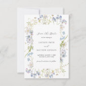 Dusty Blue Wildblume Whimsical Modern Wedding Save The Date (Vorderseite)