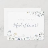 Dusty Blue Wildblume wird meine Trauzeugin sein Einladung (Vorne/Hinten)