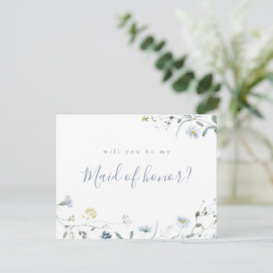 Dusty Blue Wildblume wird meine Trauzeugin sein Einladung