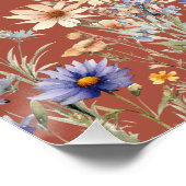 Dusty Blue Wildblumen 24x36 Rust Wedding Willkomme Poster (Ecke)