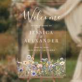 Dusty Blue Wildblumen 24x36 Wedding Willkommen Acrylschild