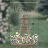 Dusty Blue Wildblumen 24x36 Wedding Willkommen Acrylschild