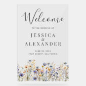 Dusty Blue Wildblumen 24x36 Wedding Willkommen Acrylschild (Vorderseite)