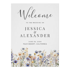 Dusty Blue Wildblumen 24x36 Wedding Willkommen Poster