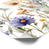 Dusty Blue Wildblumen 24x36 Wedding Willkommen Poster (Ecke)