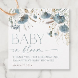 Dusty Blue Wildblumen Baby in Blütendusche Geschenkanhänger