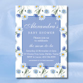 Dusty Blue Wildblumen Boho Baby Shower Einladung