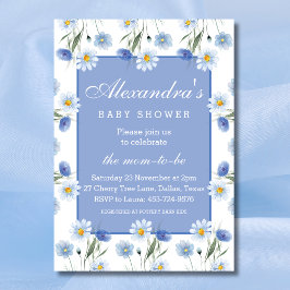 Dusty Blue Wildblumen Boho Baby Shower Einladung