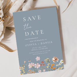 Dusty Blue Wildblumen Boho Save the Date