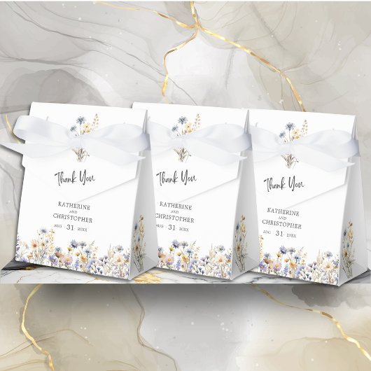 Dusty Blue Wildblumen BOHO Wedding Vielen Dank Geschenkschachtel