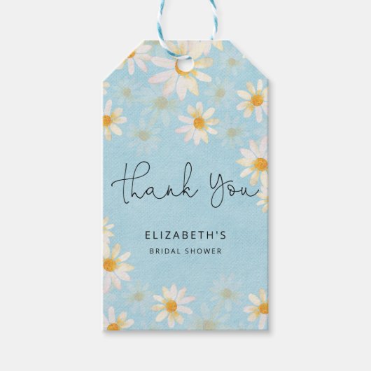 Dusty Blue Wildblumen Brautparty Geschenkanhänger (Vorderseite)