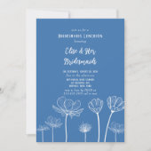 Dusty Blue Wildblumen Bridesmaids Luncheon Einladung (Vorderseite)