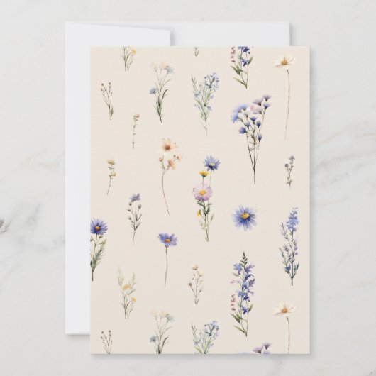 Dusty Blue Wildblumen Custom Housewarming Party Einladung (Rückseite)