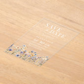 Dusty Blue Wildblumen Elegant Wedding Rett Date Acryleinladungen (Ablage )