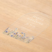 Dusty Blue Wildblumen Elegante Arch Wedding Acryleinladungen (Ablage )