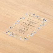 Dusty Blue Wildblumen Elegante Hochzeit Acryleinladungen (Ablage )