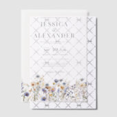 Dusty Blue Wildblumen Elegante Hochzeit Pergament Einladungen (Versetzt (Einladung))