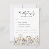 Dusty Blue Wildblumen Elegante Script Wedding RSVP Karte (Vorderseite)