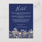 Dusty Blue Wildblumen Elegantes Navy Wedding Hotel Begleitkarte (Vorderseite)