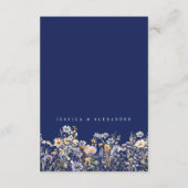Dusty Blue Wildblumen Elegantes Navy Wedding Hotel Begleitkarte (Rückseite)