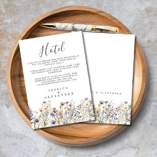 Dusty Blue Wildblumen Elegantes Wedding Hotel Begleitkarte